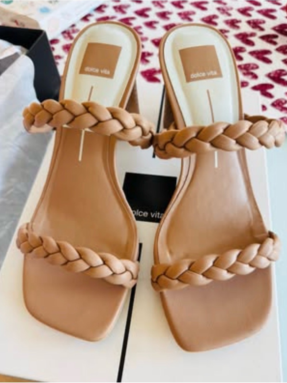 Dolce Vita Braided Double-Strap Slide Sandals in Tan